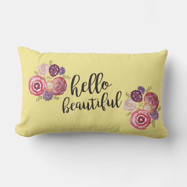 Hola Hermosa almohada de flores (Anverso)