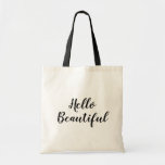 Hola hermosa bolsa de papel personalizado con letr<br><div class="desc">Hola hermosa bolsa con letras de mano personalizado. Crea tus propias bolsas de tote de moda para compras de comestibles, libros escolares, fiestas de bodas, trabajo, etc. Hermosa plantilla de texto escrito a mano. Elegantes accesorios de papel para mujeres y chicas. Tipo de letra de caligrafía de guión de pincel...</div>