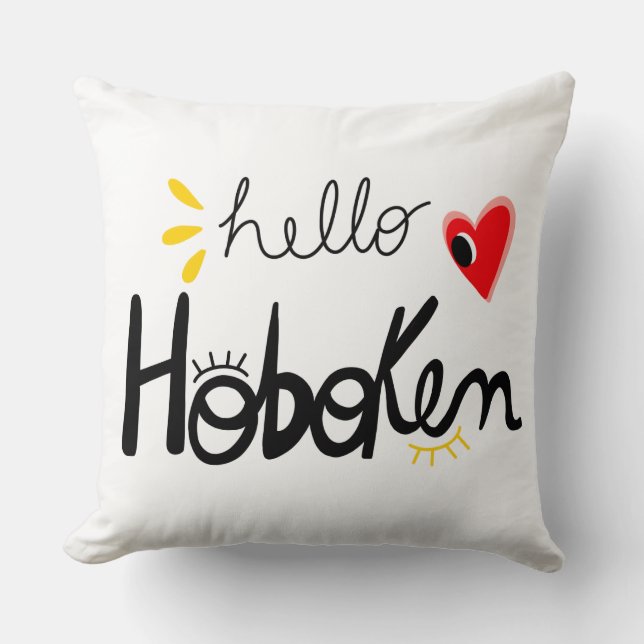 Hola Hoboken Nueva Jersey Almohada Divertida (Anverso)