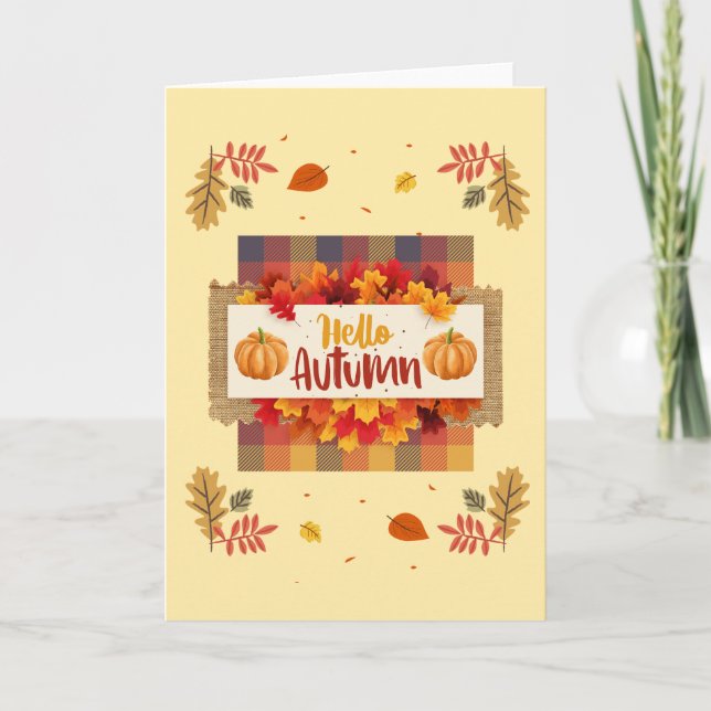 Hola hojas de otoño y tarjeta de saludo de regalo (Anverso)