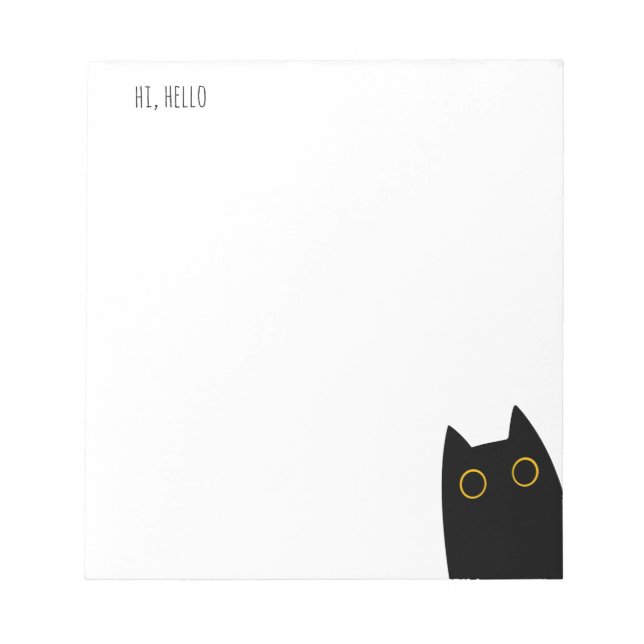 Hola, Hola, Bloc de notas de gato negro lindo (Frente)