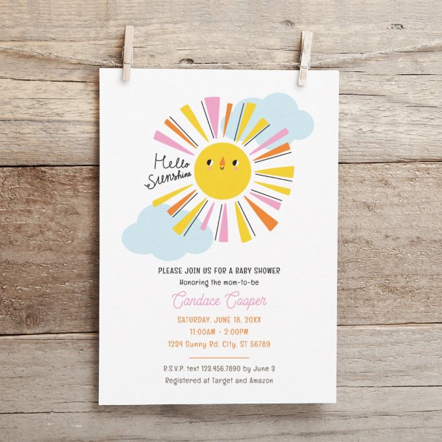 Hola Invitación a Baby Shower Chica Sunshine (Subido por el creador)