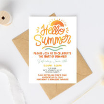 Hola Invitación a la Fiesta de Verano Sol Naranja 