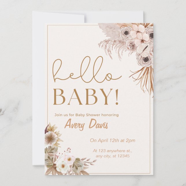 Hola invitación de Baby Shower (Anverso)