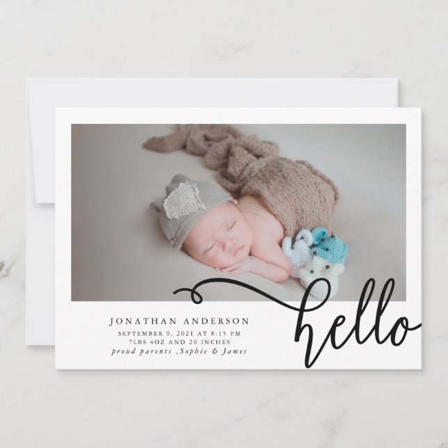 Hola Invitación de Collage de fotos de Nacimiento  (Anverso)