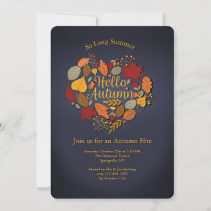 Hola invitación del corazón del otoño