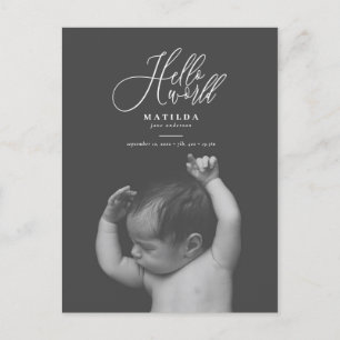 Hola invitación del nacimiento de la foto del