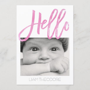 Hola invitación rosada del nacimiento de la