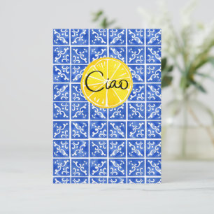 Hola limón y mosaico en italiano: tarjeta "Ciao"