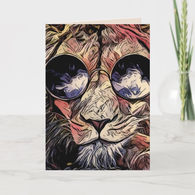 HOLA LION CON TARJETAS DE CUMPLEAÑOS DE SOL (Anverso)