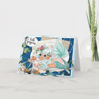 Hola magnífica tarjeta de aliento para sirenas