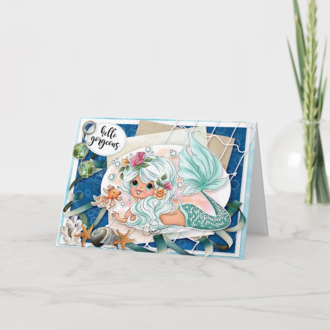 Hola magnífica tarjeta de aliento para sirenas (Anverso)