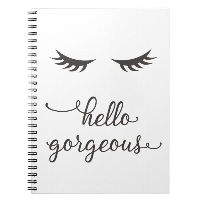 Hola magnífico (pestañas) en cuaderno gris oscuro (Frente)