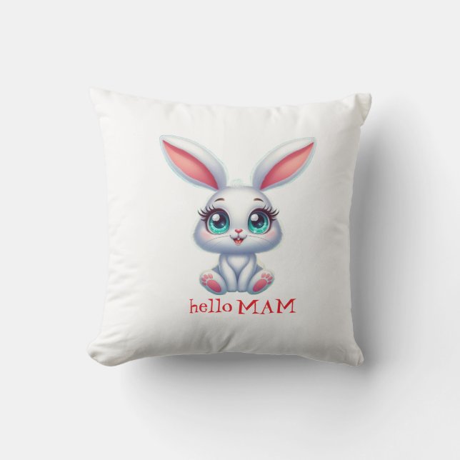 Hola Mamá Almohada – Cojín Lindo de Conejo para la (Anverso)