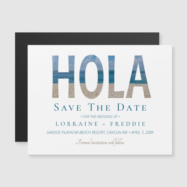 Hola Mexico Beach Wedding Save The Date (Anverso/Reverso)