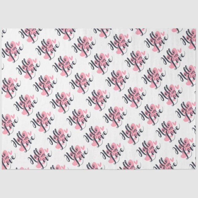 Hola mi amor con el papel del tejido del corazón (Anverso)