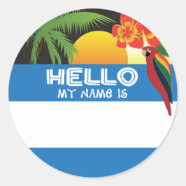 Hola Mi nombre es etiqueta de la puesta de sol tro