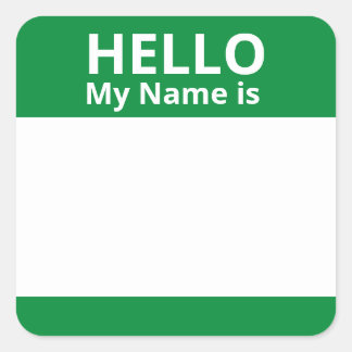 Hola Mi nombre es Green y White Name Tag Pegatinas