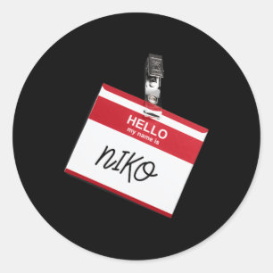 Hola Mi Nombre Es Niko Funny Halloween Etiqueta De