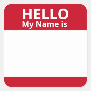 Hola Mi nombre es Red and White Name Tag Pegatinas