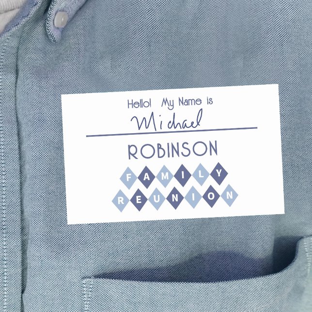 Hola Mi nombre está escrito en etiqueta de identif (Hello My Name is Write In Identification Tag Blue)