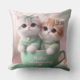 Hola Miércoles Cojín decorativo de Gatos Cutos - N