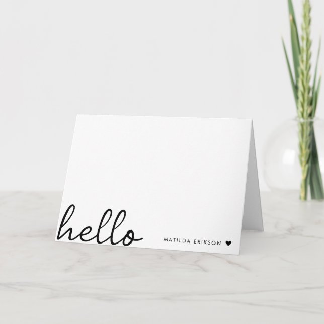 Hola mínima | Moderno Corazón Limpio Blanco Simple (Anverso)