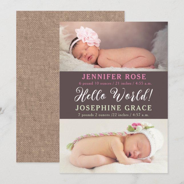 ¡Hola Mundo! Anuncio de nacimiento de los modernos (Anverso / Reverso)