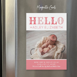 Hola Niña Magnética foto Anuncio de nacimiento