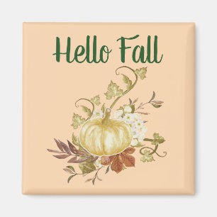 Hola Otoño Acuarela Calabaza Imán de Cocina