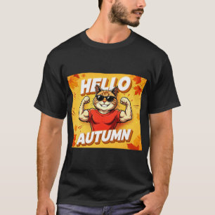 Hola Otoño Camiseta Musculosa Genial Gato Temporad