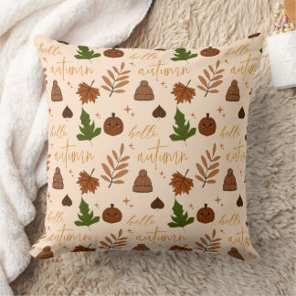 Hola Otoño Cute Patrón de Otoño Almohada Decorativ