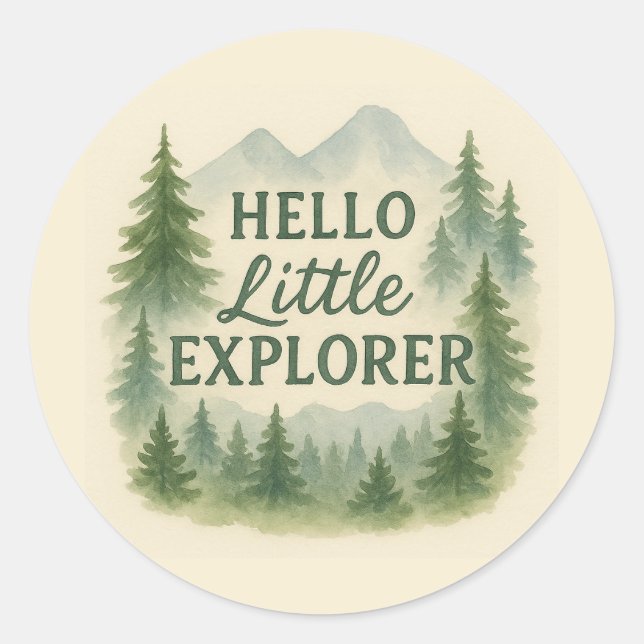 Hola Pegatina de Baby Shower de Little Explorer Wo (Anverso)