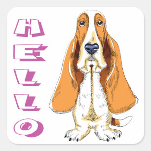 Hola Pegatina / Etiqueta de cachorro de perro Bass