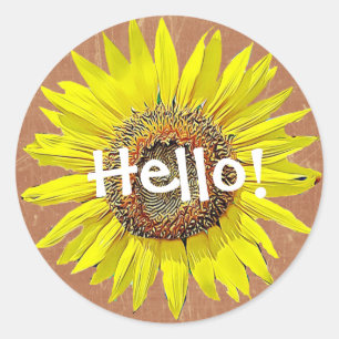 Hola Pegatinas de girasoles Amarillo y Marrón