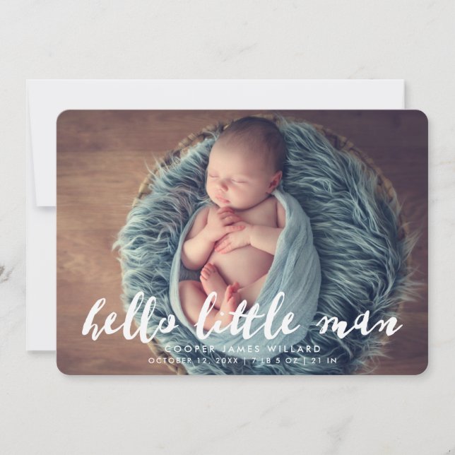 Hola pequeño hombre | Anuncio de nacimiento de la  (Anverso)