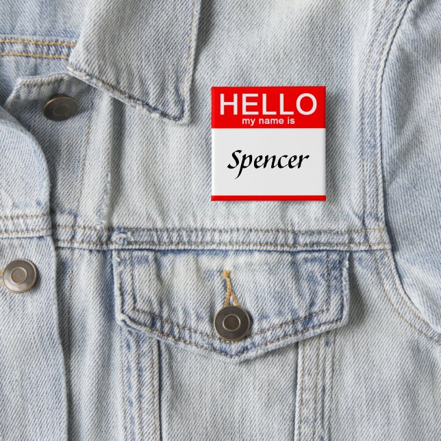Hola Personalizada Mi Nombre Es Pin Botón Rojo (In situ)