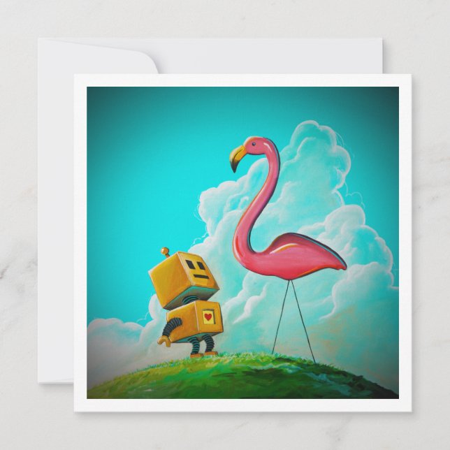 Hola Pinky Robot Flamingo - Mini Imprimir (Anverso)