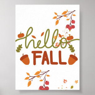 Hola Poster de otoño - Decoración de pared