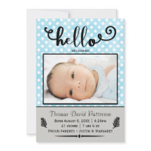 hola puntos azules/foto gris - Anuncio de nacimien
