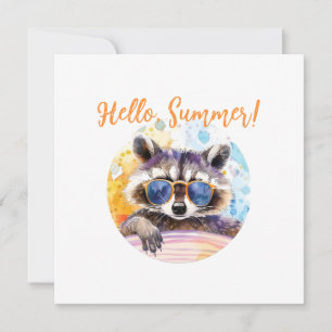 Hola Raccoon de verano en gafas de sol Color de ag