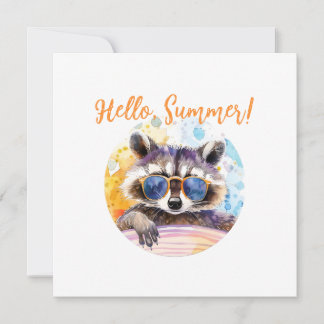 Hola Raccoon de verano en gafas de sol Color de ag