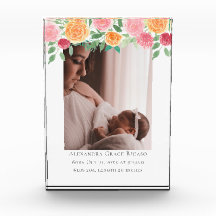 Hola Recién nacido Foto Flores rosa personalizadas