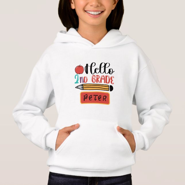 Hola segundo grado personalizado de vuelta a la di (Anverso)