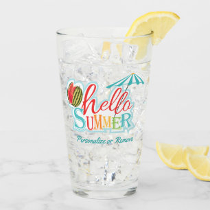 Hola Summer Quote Beach Drinkware Glass Tumbler