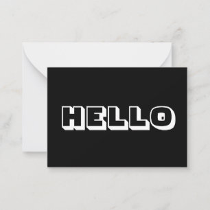 Hola, tarjeta blanca negra
