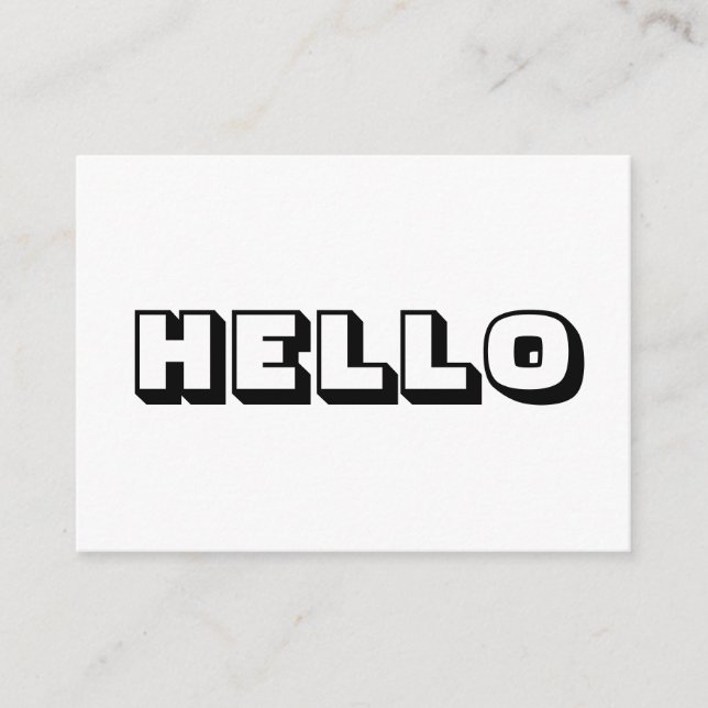 Hola, tarjeta blanca negra moderna en negrita (Anverso)