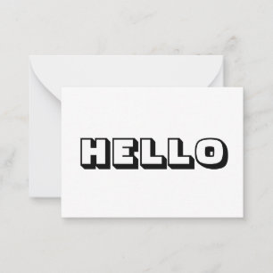 Hola, tarjeta blanca negra moderna en negrita