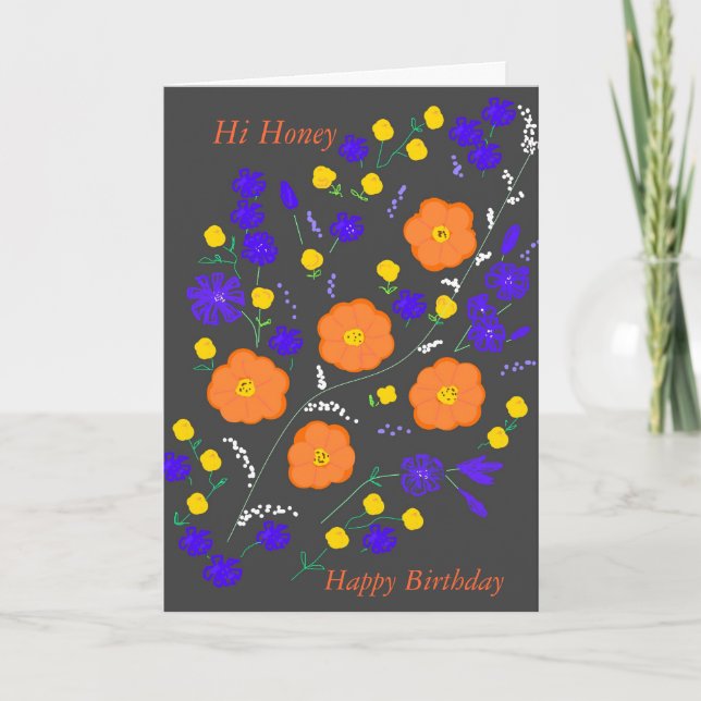 Hola tarjeta de cumpleaños de la miel (Anverso)