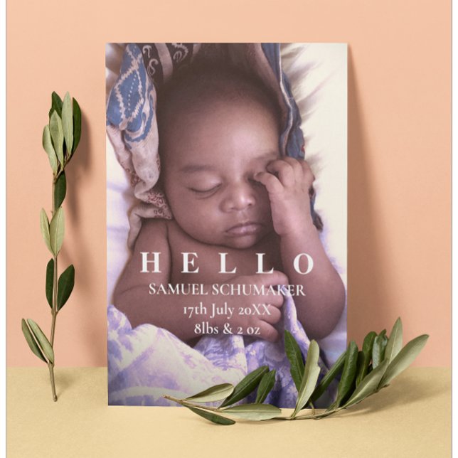 Hola tarjeta de Invitación plana para bebés (Subido por el creador)
